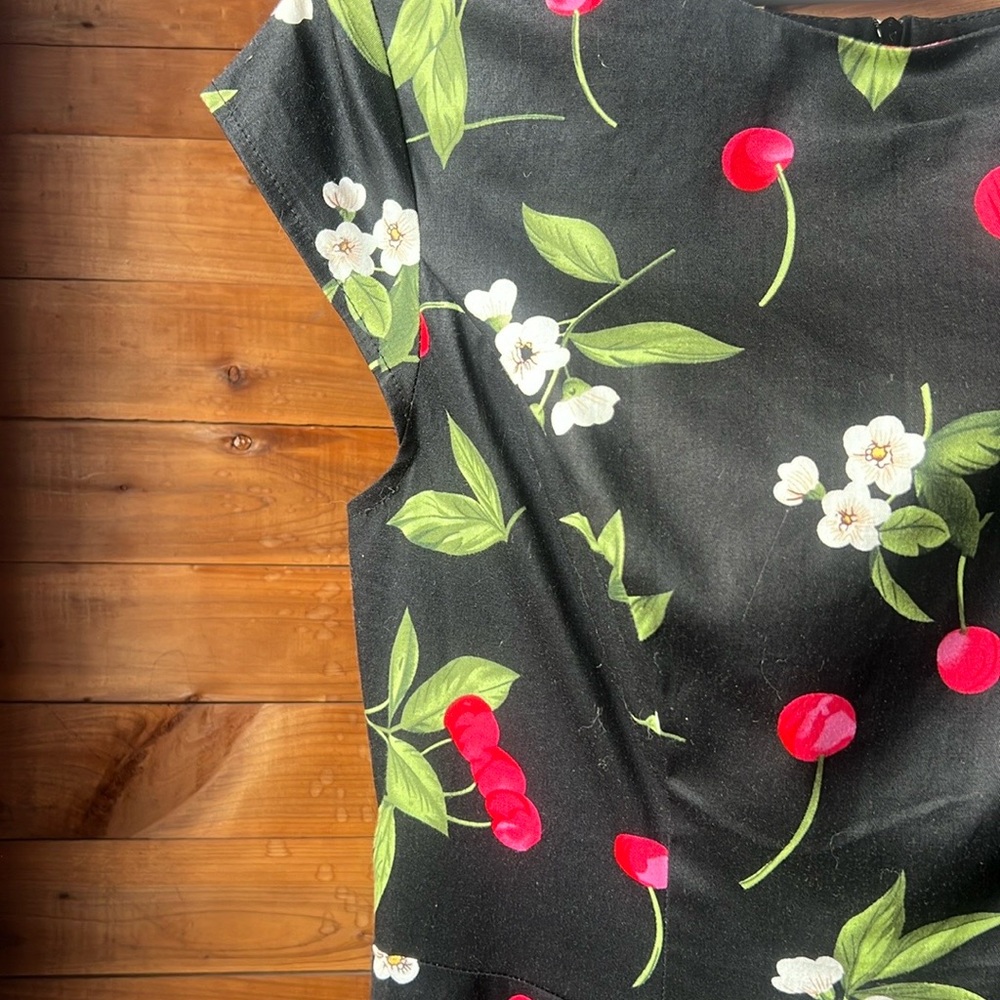 Floral Cherry Print Skater Dress